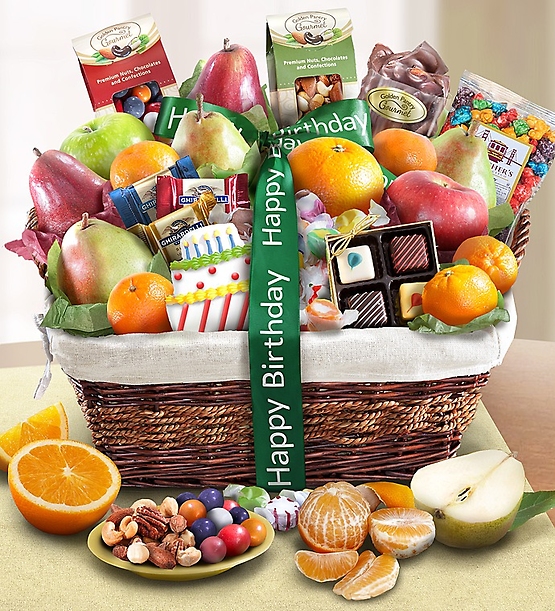 Happy Birthday Fruit &amp; Sweets Gift Basket
