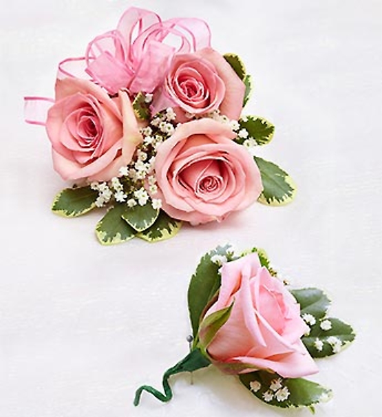 Pink Rose Corsage &amp; Boutonniere