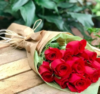 Dozen Wrapped Red Roses